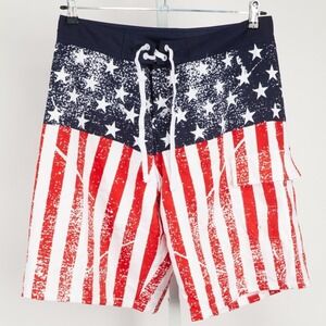 Calhoun Sportswear Board Shorts Mens L Red White Blue American Flag Patriotic